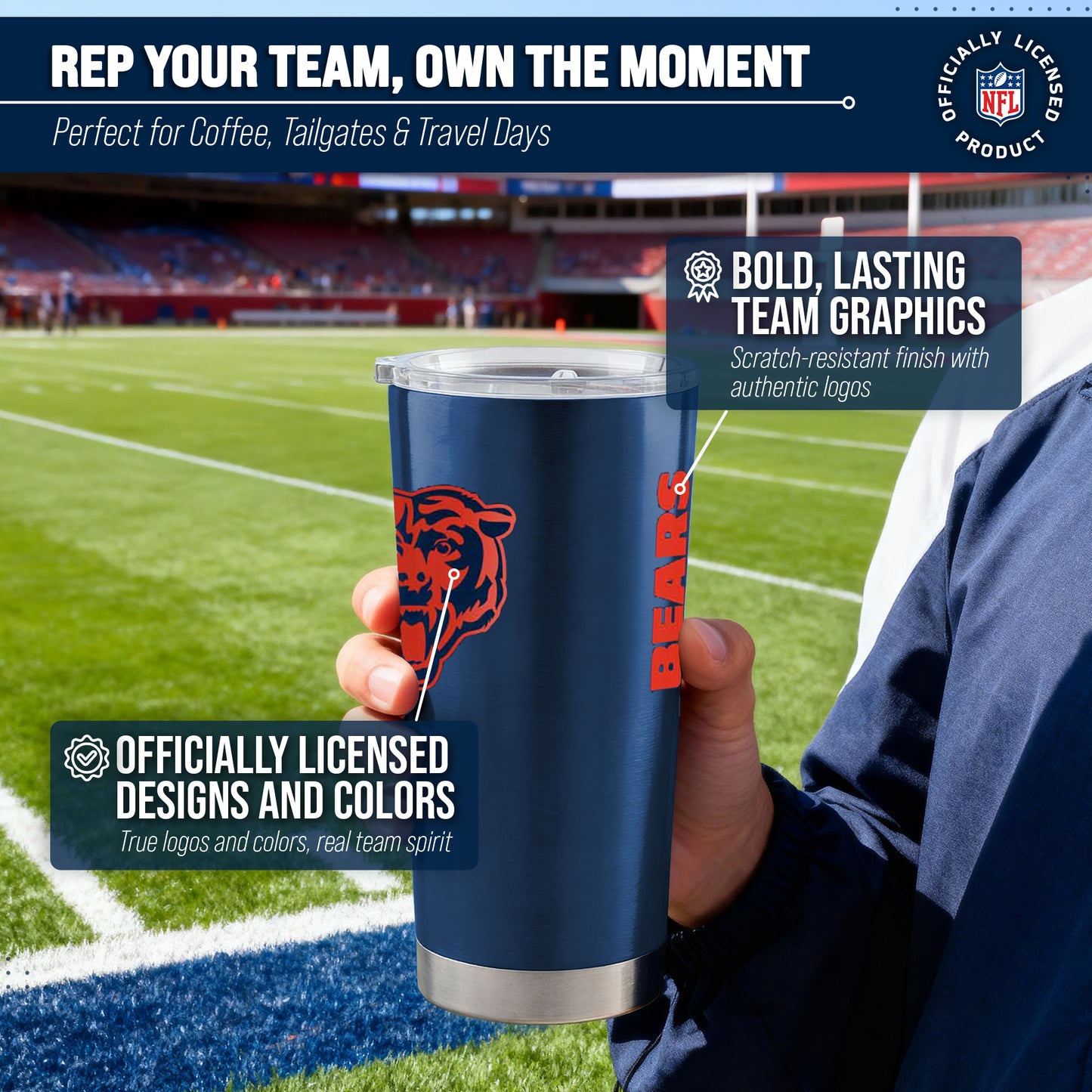 Chicago Bears NFL 20oz Gameday Stainless Steel Tumbler - Navy
