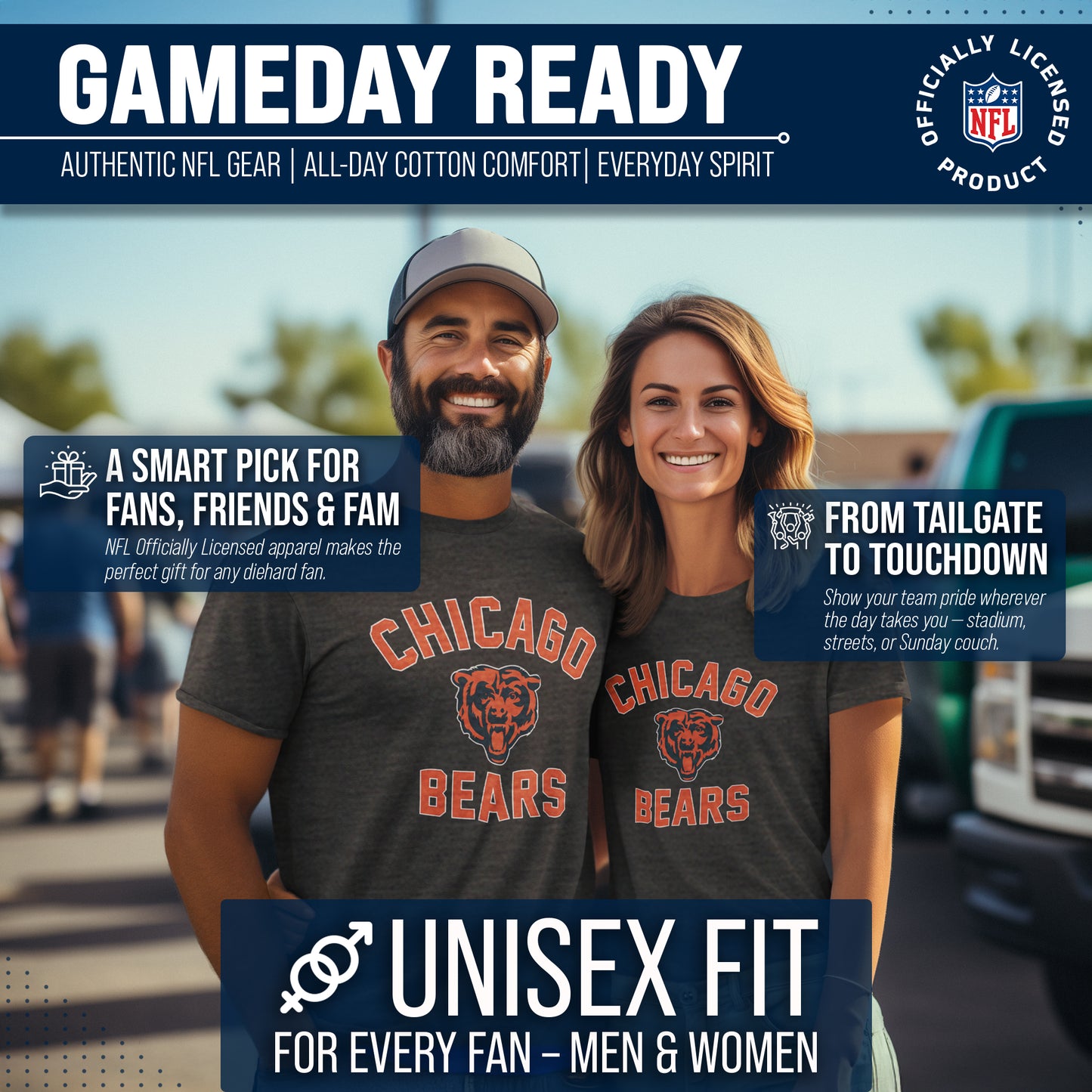 Chicago Bears NFL Adult Gameday T-Shirt - Heathered Charcoal