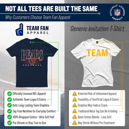 Chicago Bears NFL Adult Overtime Blueprint Tag-Less T-Shirt - Navy