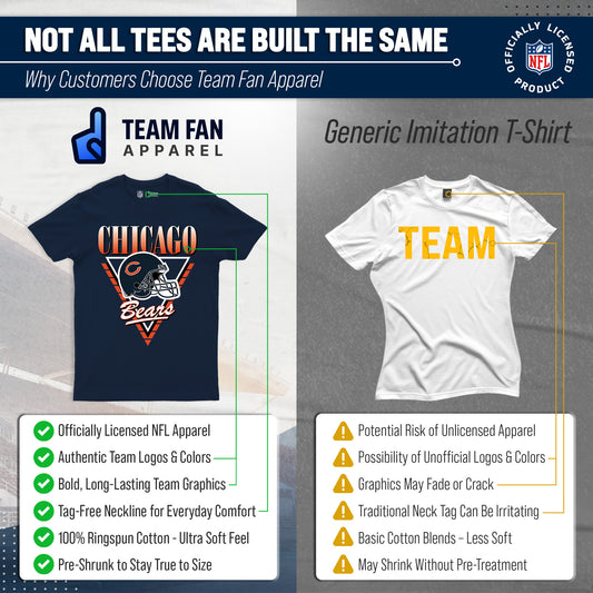 Chicago Bears NFL Adult Retro Triangle Unisex T-Shirt - Navy