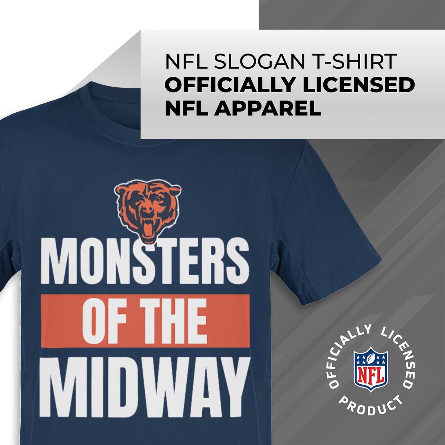 Chicago Bears NFL Adult Team Slogan Unisex T-Shirt - Navy
