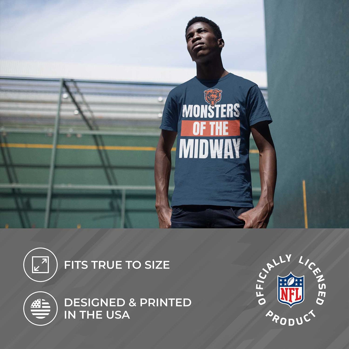 Chicago Bears NFL Adult Team Slogan Unisex T-Shirt - Navy