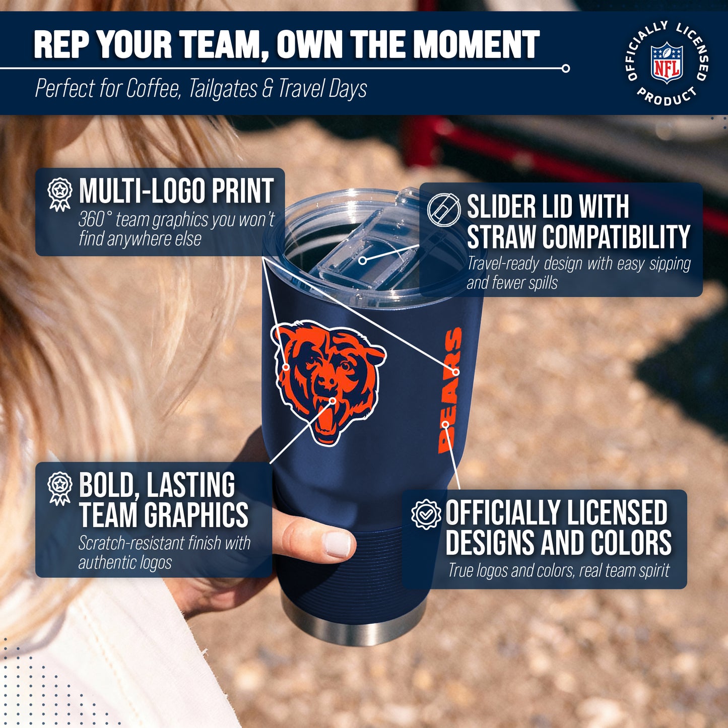 Chicago Bears NFL 30oz Gameday Stainless Steel Tumbler - Navy