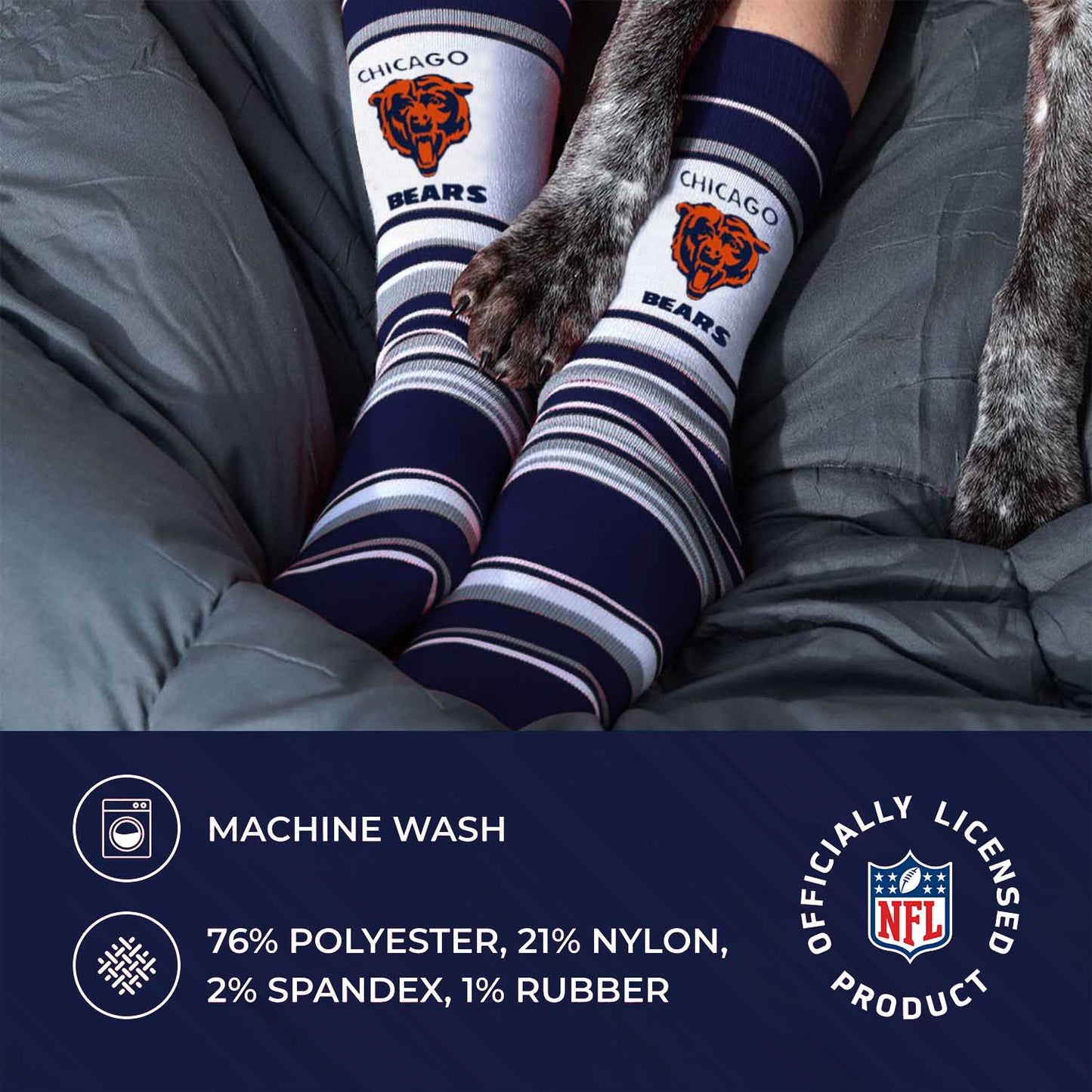 Chicago Bears NFL Adult Striped Dress Socks - Navy