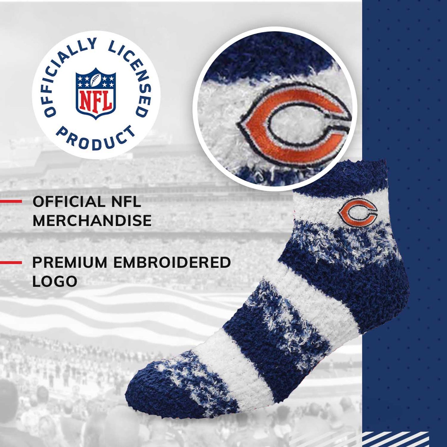Chicago Bears Women's NFL Football Cozy Soft Sleep Socks - Navy