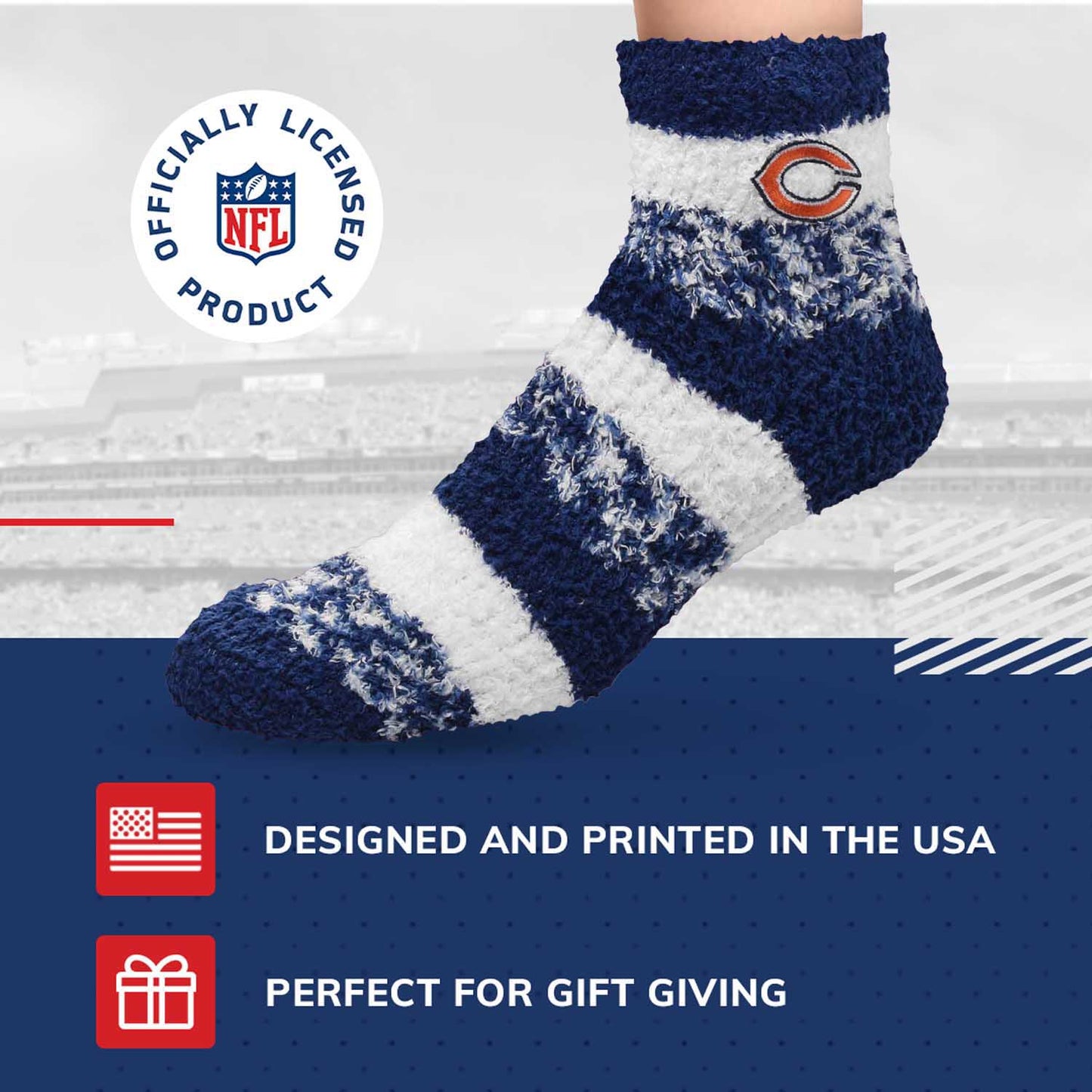 Chicago Bears Women's NFL Football Cozy Soft Sleep Socks - Navy