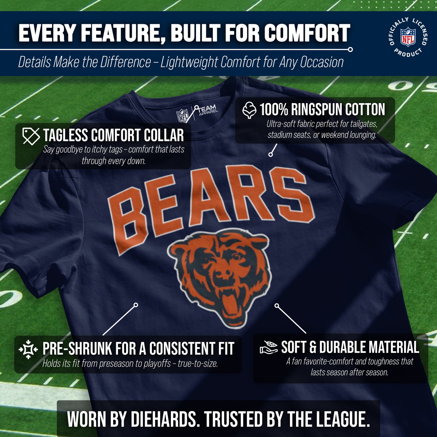 Chicago Bears NFL Home Team Tee - Navy