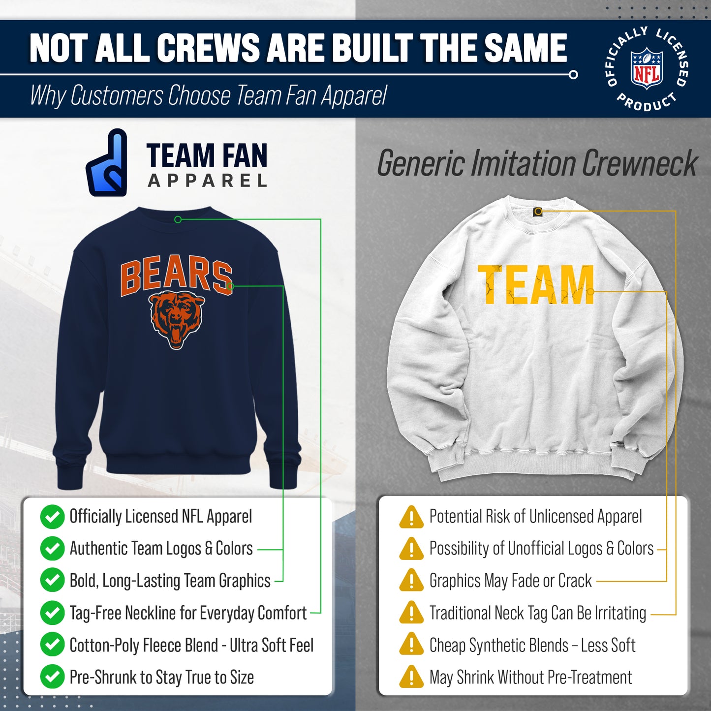 Chicago Bears NFL Home Team Crew - Navy
