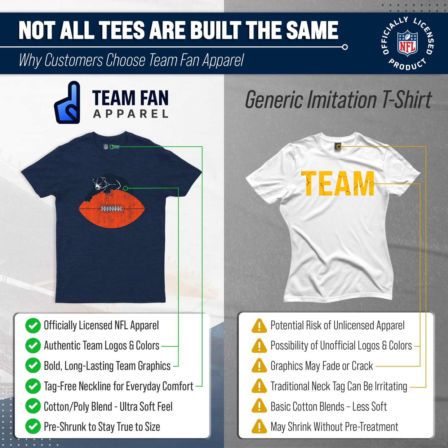 Chicago Bears NFL Modern Throwback T-shirt - Navy