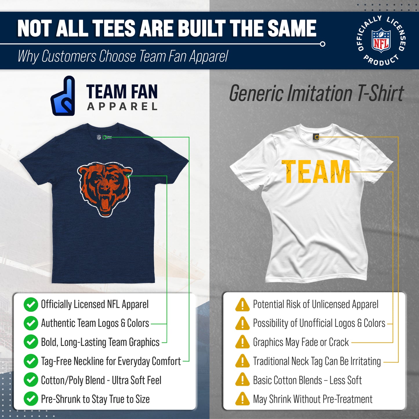 Chicago Bears NFL Modern Throwback T-shirt - Team Color