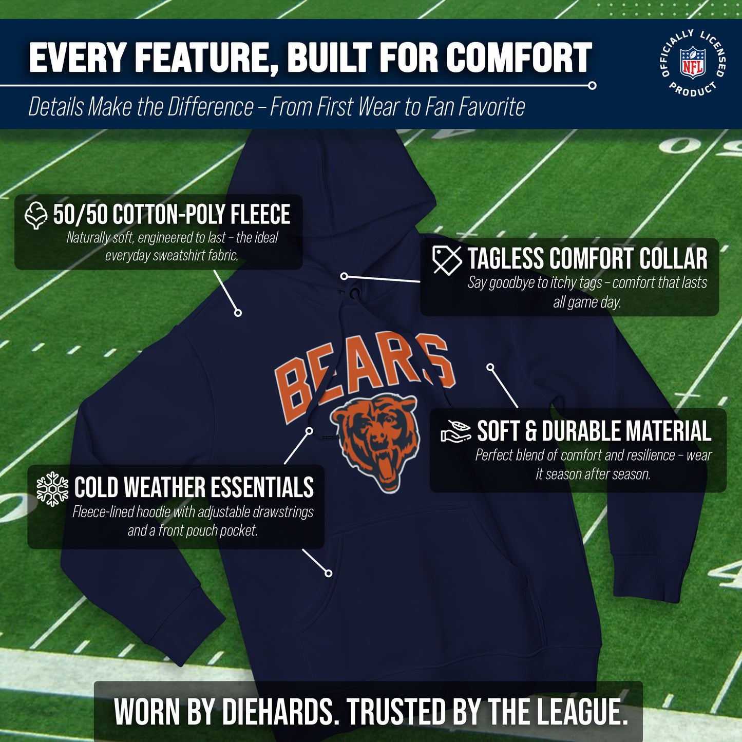 Chicago Bears NFL Home Team Hoodie - Navy