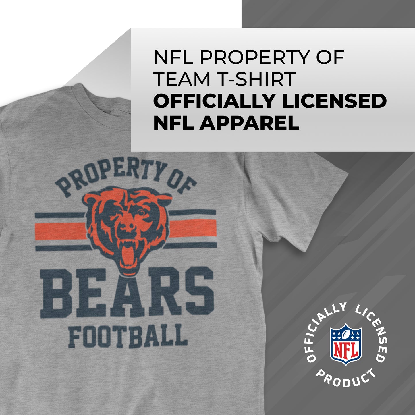 Chicago Bears NFL Adult Property Of T-Shirt - Sport Gray