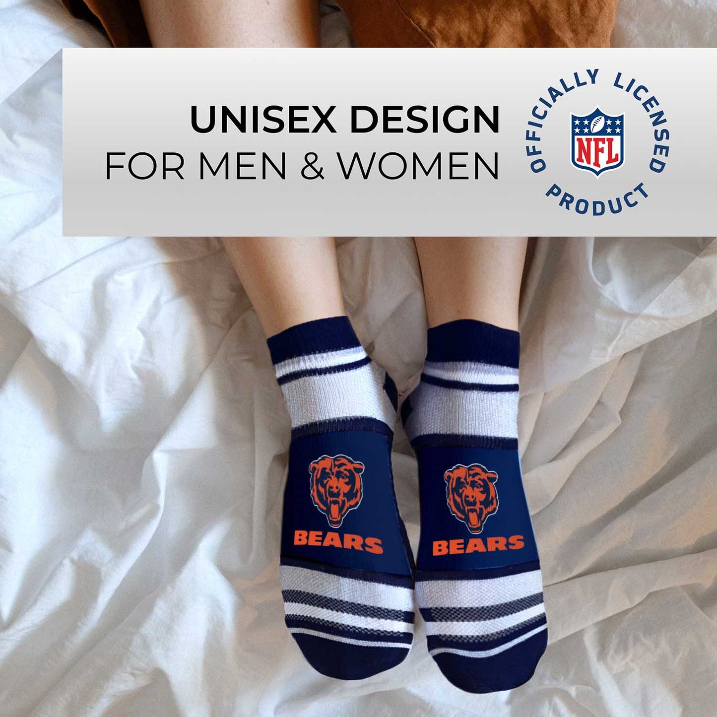 Chicago Bears Adult Marquis Addition No Show Socks - Navy