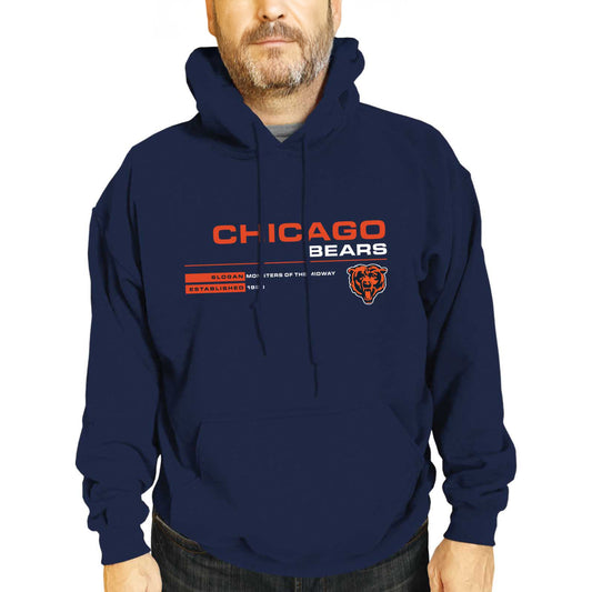 Chicago Bears Adult NFL Speed Stat Sheet Fleece Hooded Sweatshirt - Navy