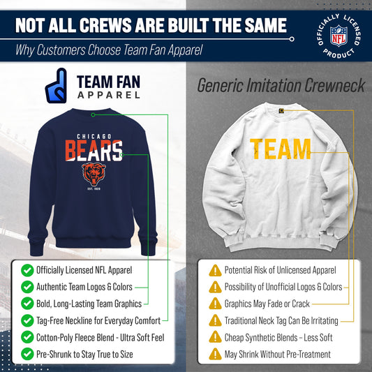 Chicago Bears Adult NFL Diagonal Fade Color Block Crewneck Sweatshirt - Navy