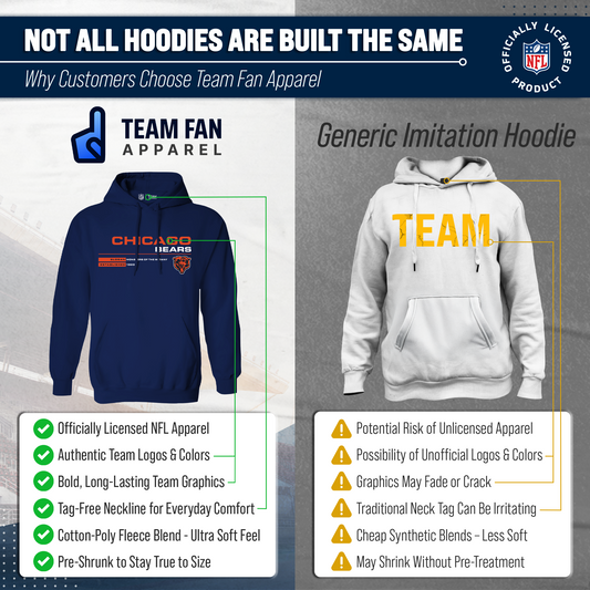 Chicago Bears Adult NFL Speed Stat Sheet Fleece Hooded Sweatshirt - Navy