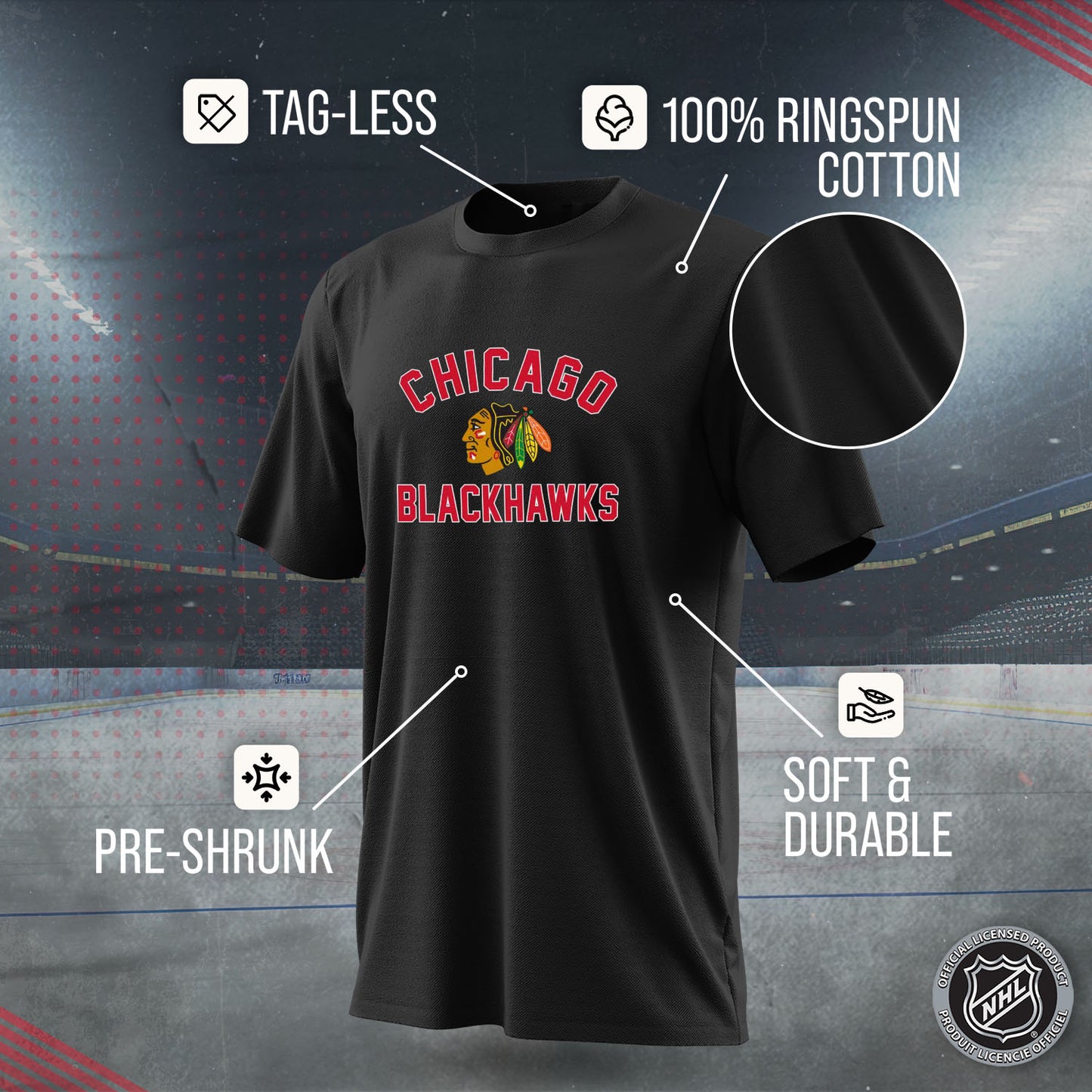 Chicago Blackhawks NHL Adult Game Day Unisex T-Shirt - Black