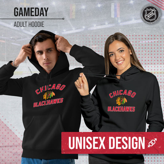 Chicago Blackhawks Adult NHL Gameday Hooded Sweatshirt - Black