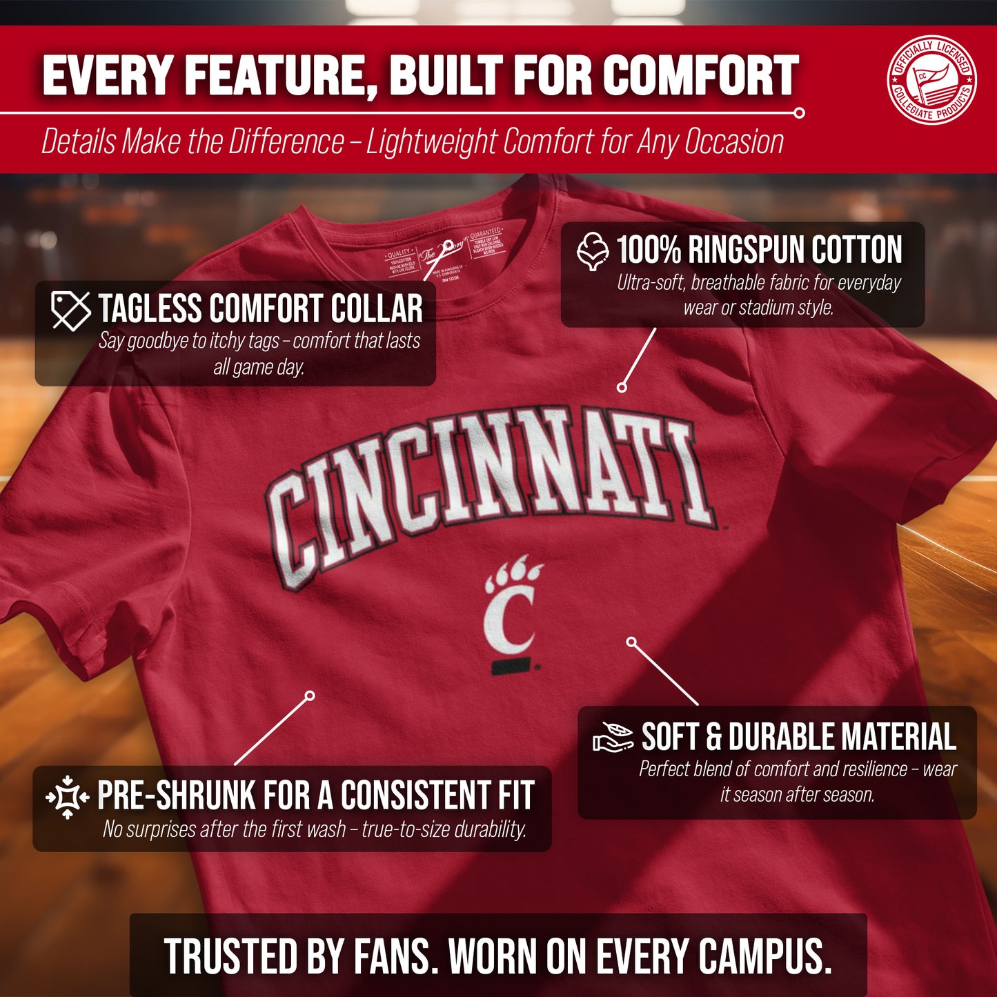 Cincinnati Bearcats NCAA Adult Gameday Cotton T-Shirt - Red