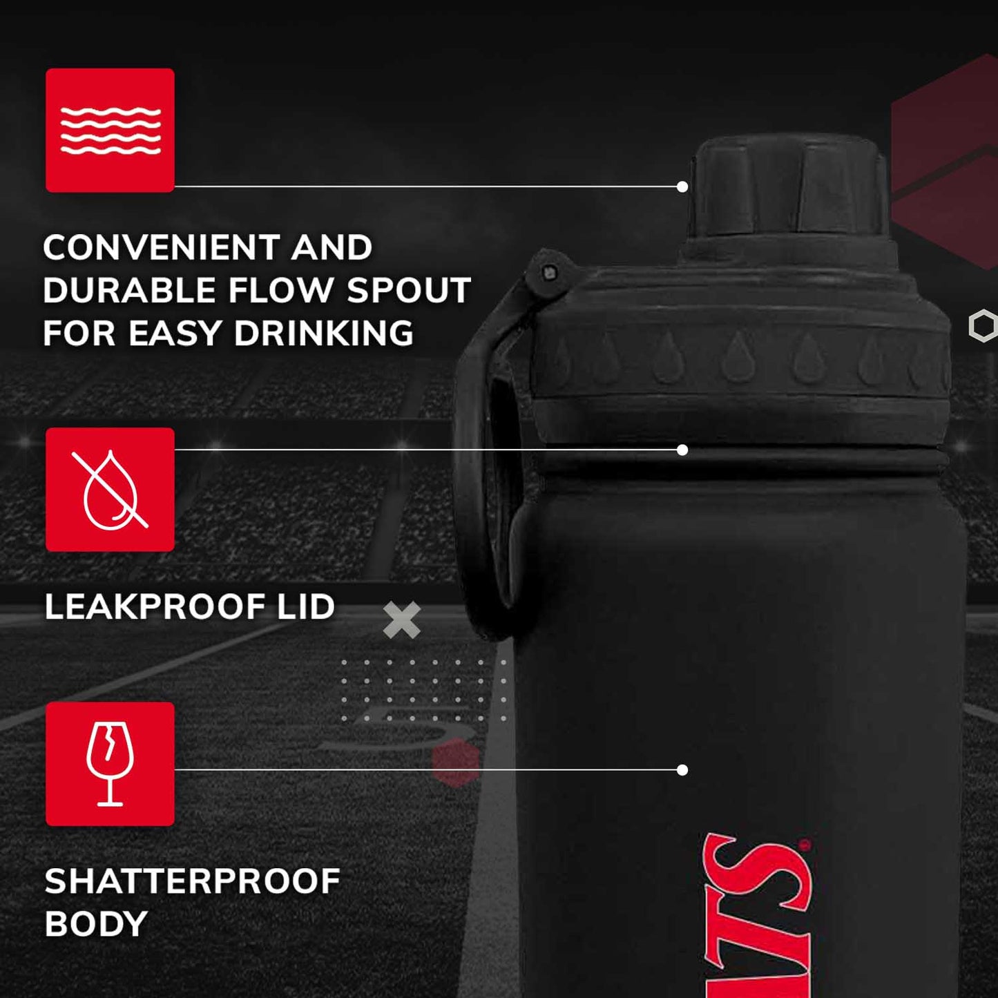 Cincinnati  Bearcats NCAA Stainless Steel Water Bottle - Black