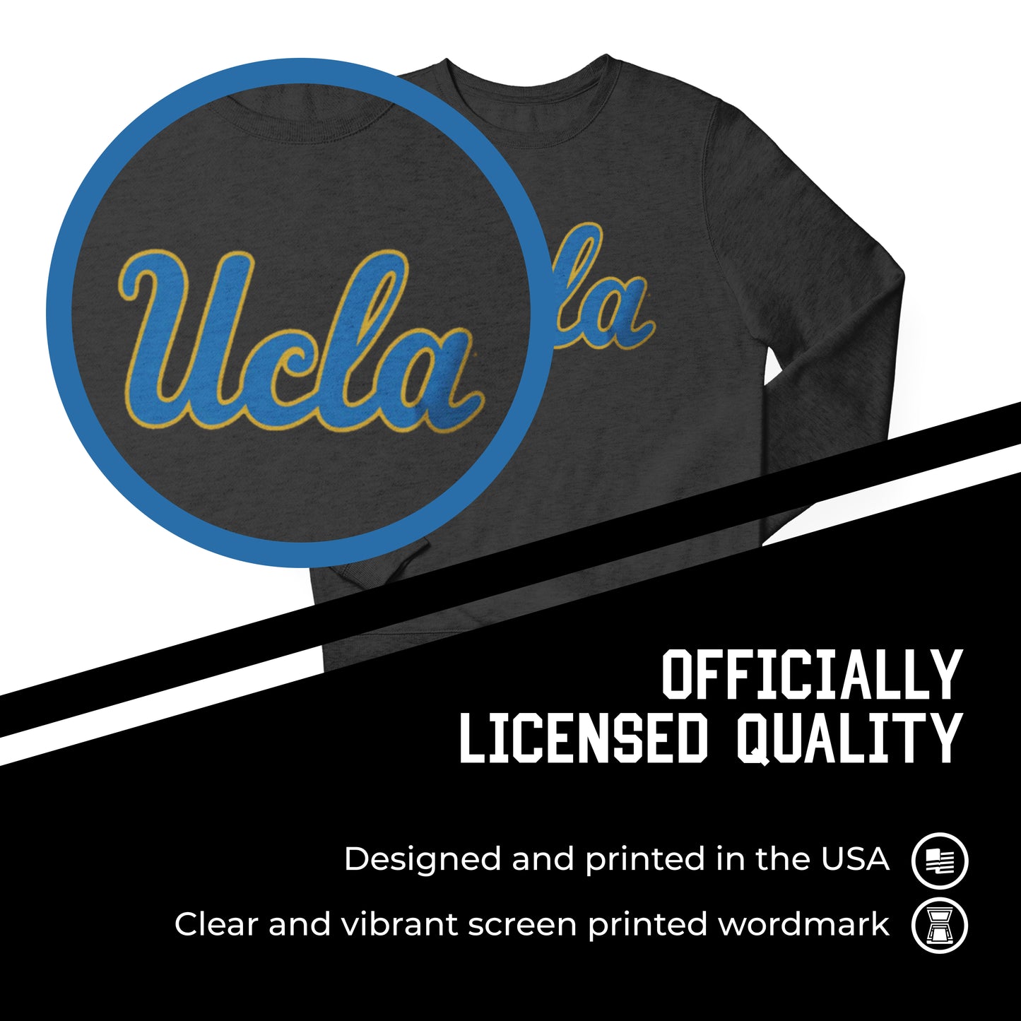 UCLA Bruins NCAA Adult Charcoal Crewneck Fleece Sweatshirt - Charcoal
