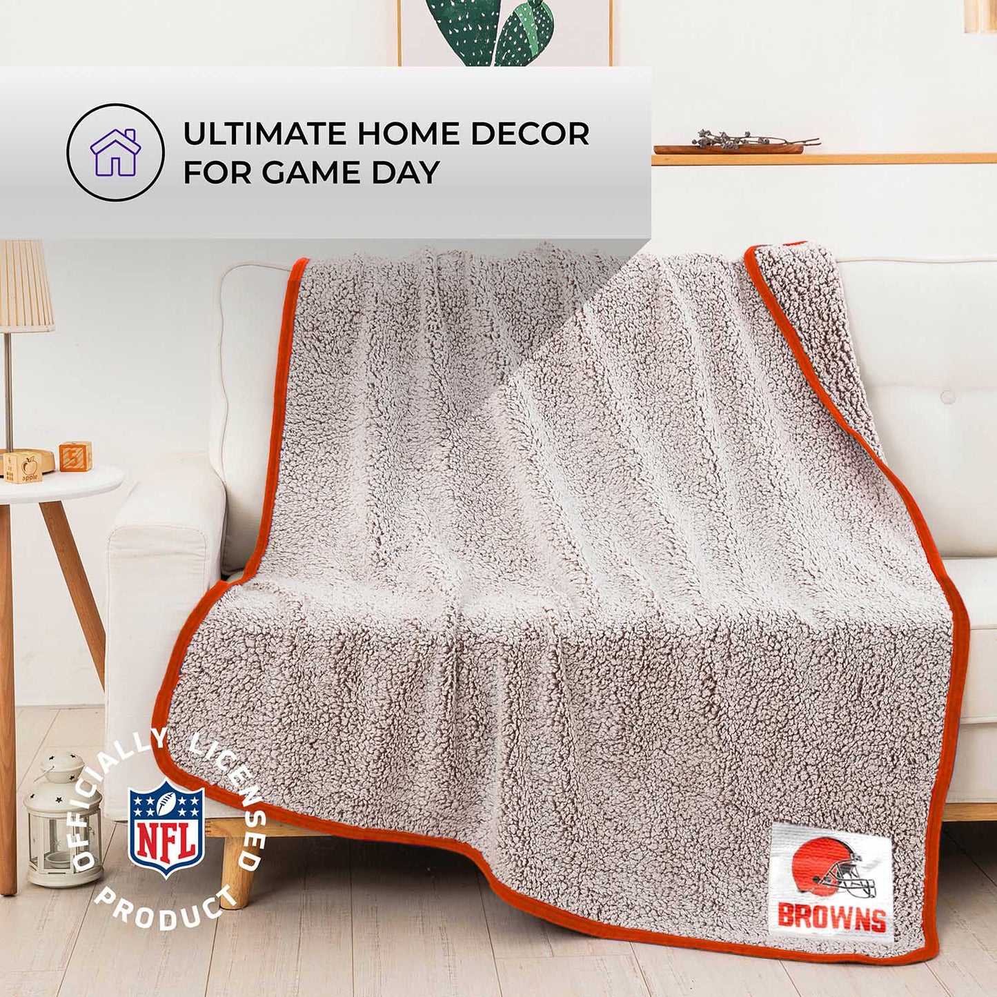 Cleveland Browns NFL Silk Touch Sherpa Throw Blanket - Orange