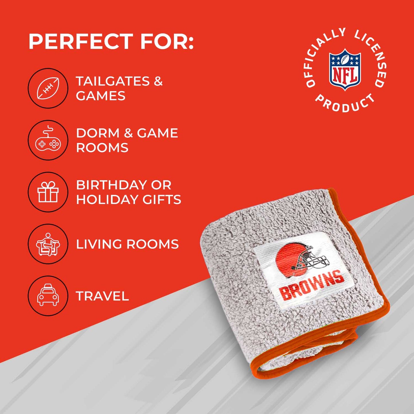 Cleveland Browns NFL Silk Touch Sherpa Throw Blanket - Orange