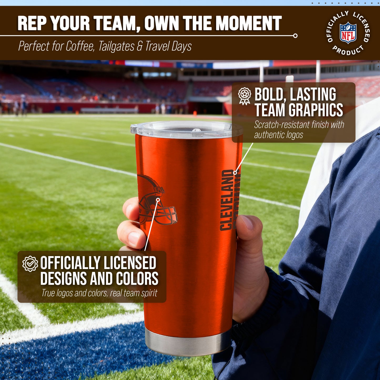 Cleveland Browns NFL 20oz Gameday Stainless Steel Tumbler - Carrot Orange