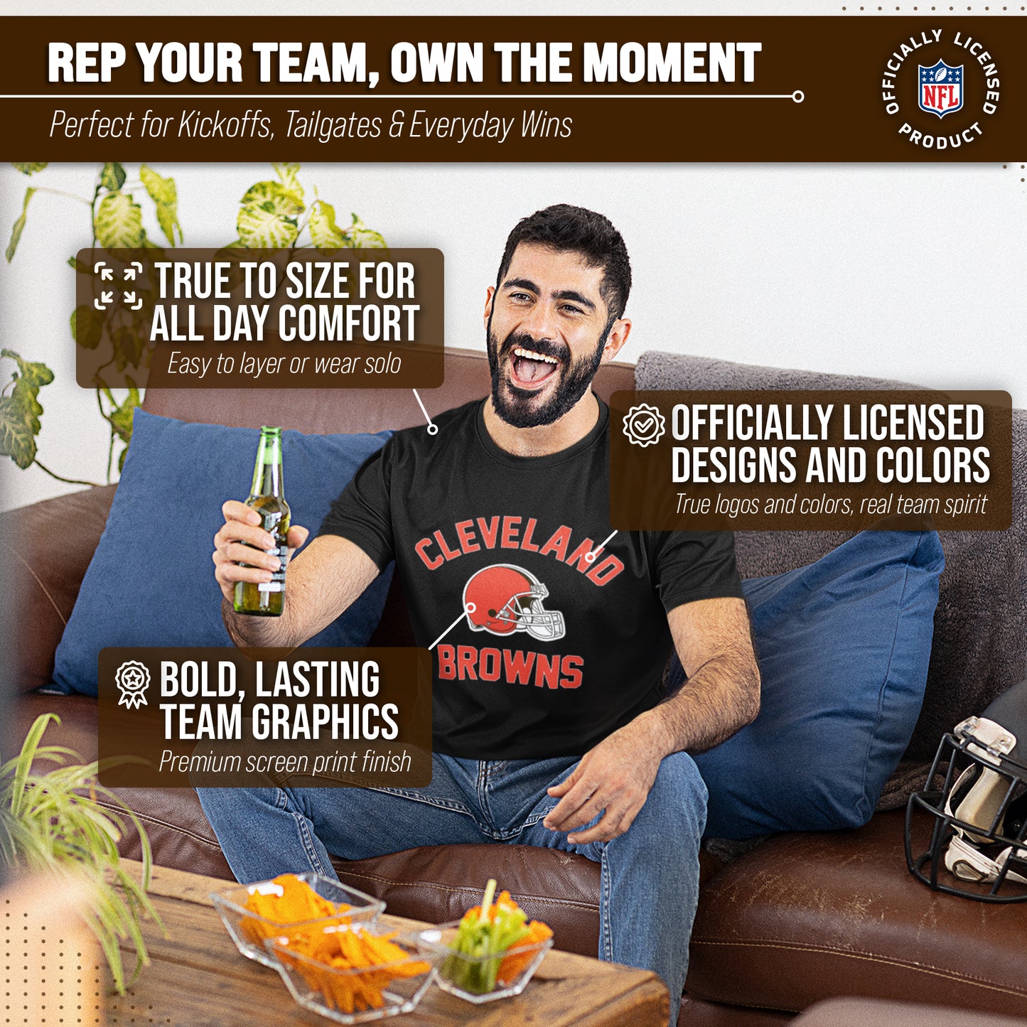 Cleveland Browns NFL Adult Gameday T-Shirt - Black