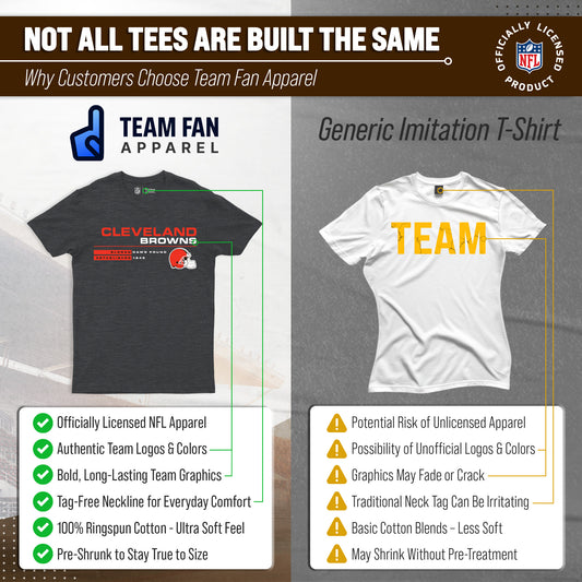 Cleveland Browns Adult NFL Speed Stat Sheet T-Shirt - Charcoal