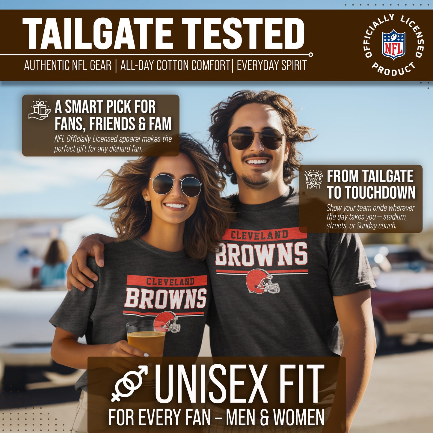 Cleveland Browns NFL Adult Team Block Tagless T-Shirt - Charcoal