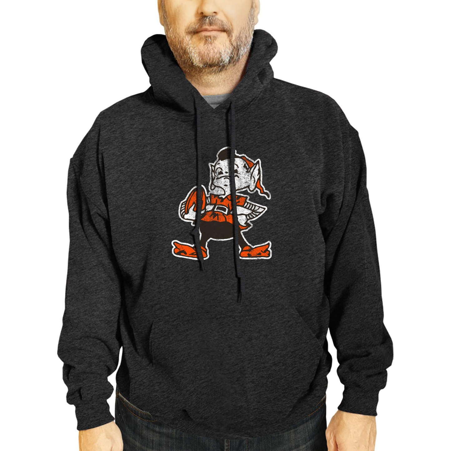 Cleveland Browns NFL Adult Unisex Modern Throwback Ultra Soft Fleece Hooded Sweatshirt - Black Heather
