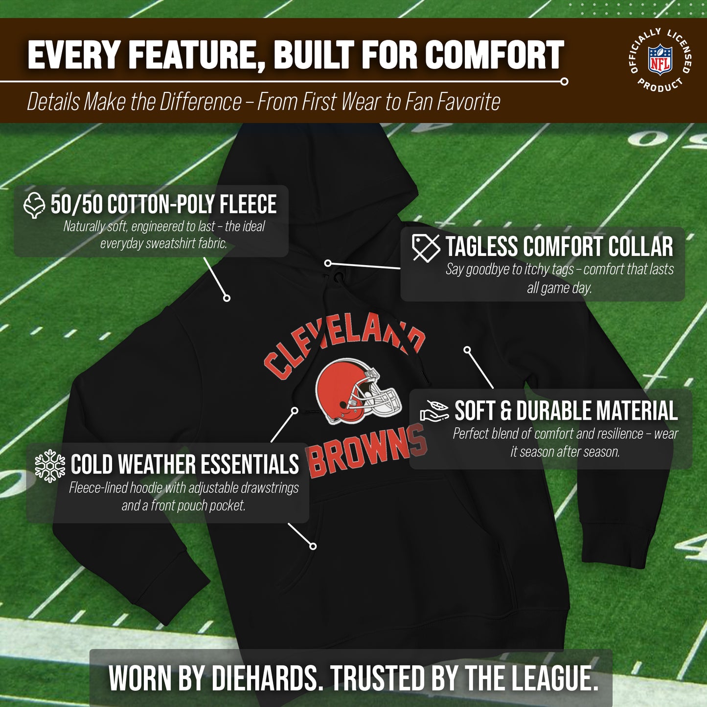 Cleveland Browns NFL Adult Gameday Hooded Sweatshirt - Black