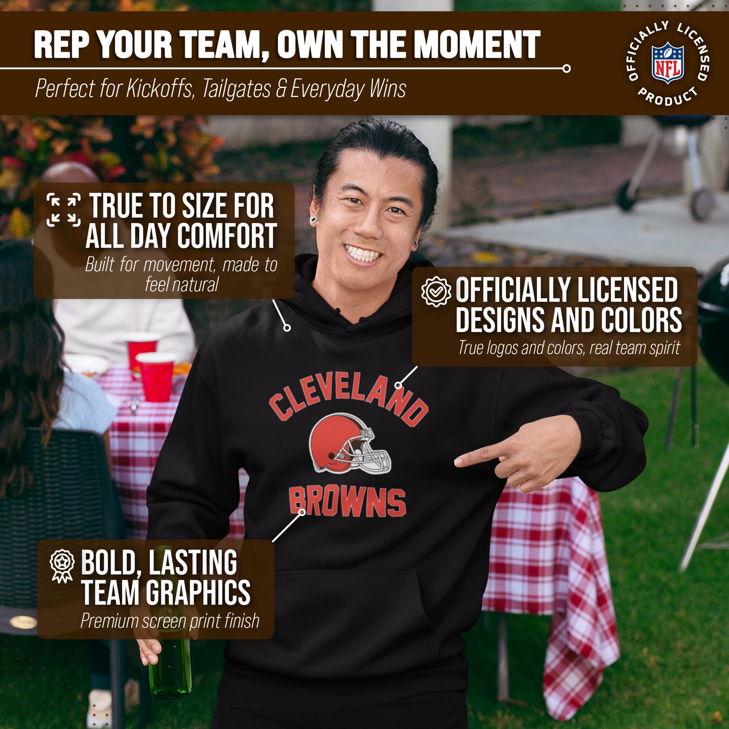 Cleveland Browns NFL Adult Gameday Hooded Sweatshirt - Black