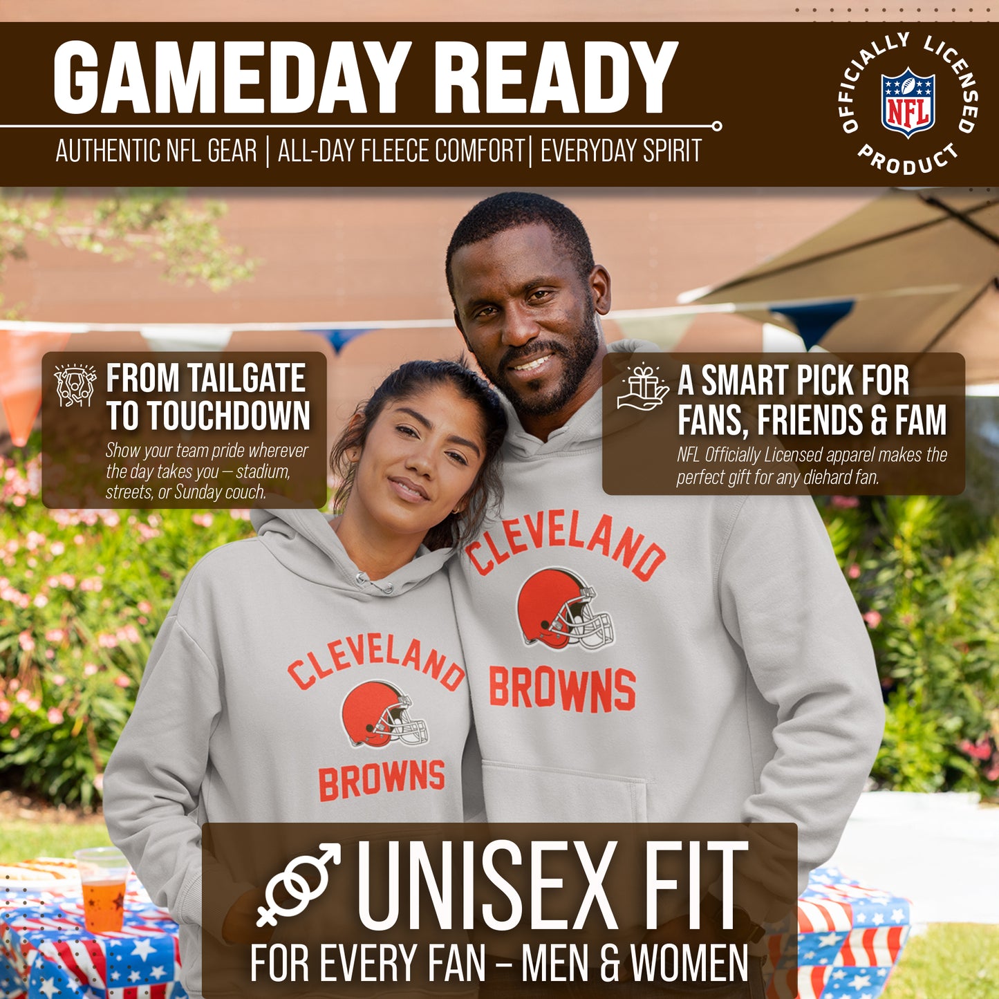 Cleveland Browns NFL Adult Gameday Hooded Sweatshirt - Sport Gray