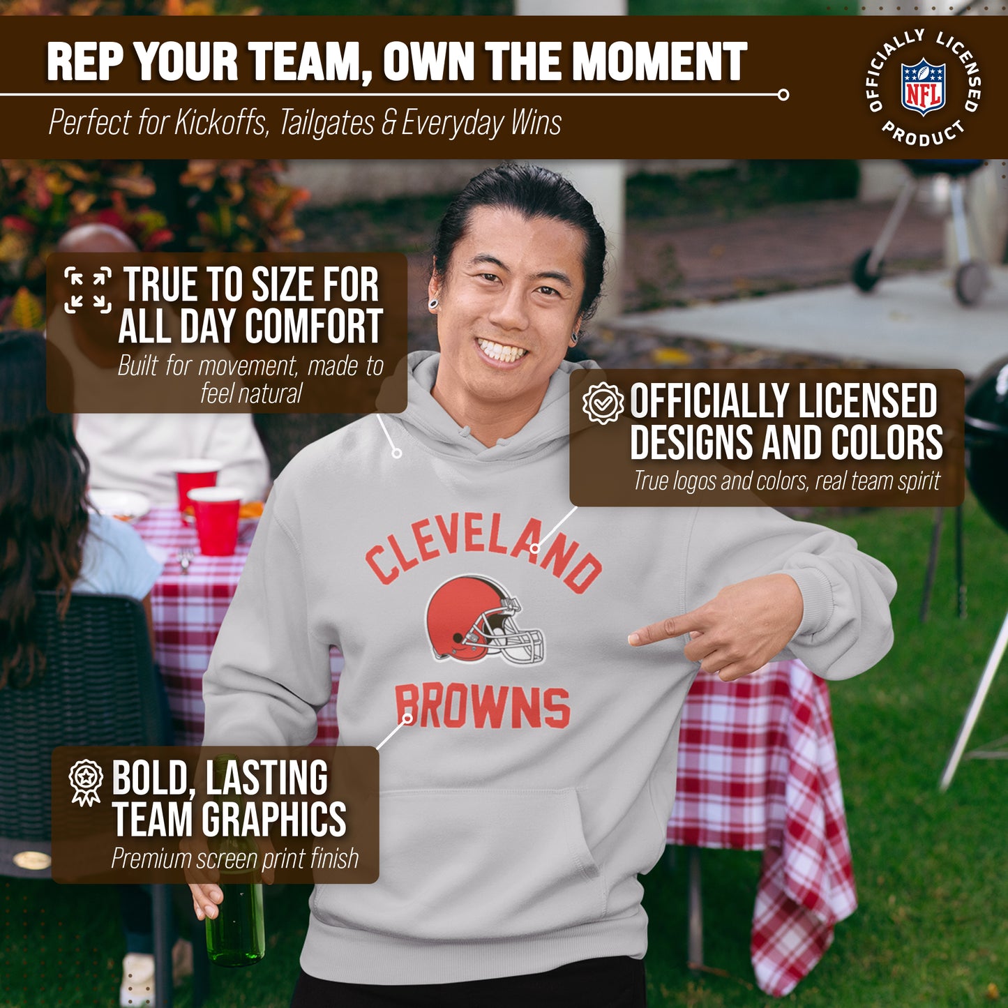 Cleveland Browns NFL Adult Gameday Hooded Sweatshirt - Sport Gray
