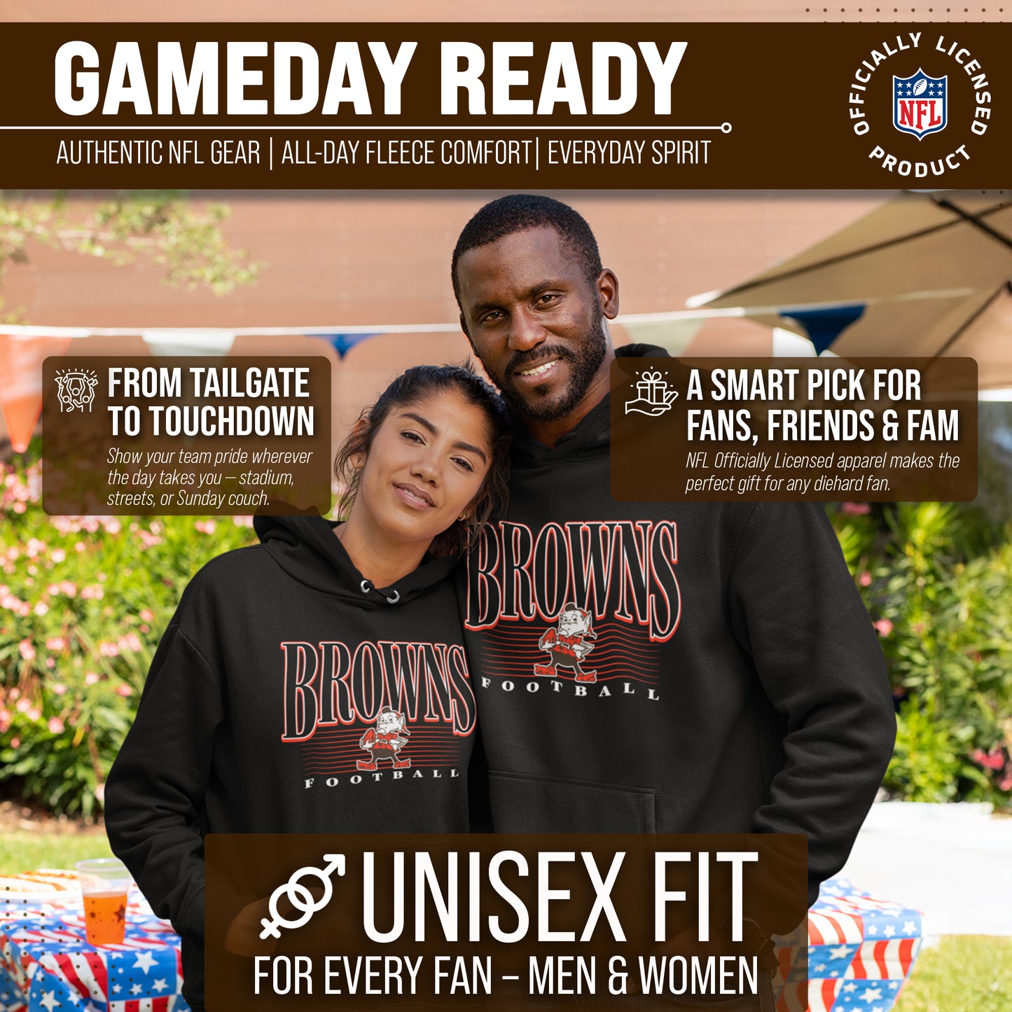 Cleveland Browns NFL Adult Unisex Overtime Blueprint Soft Fleece Hooded Sweatshirt - Black