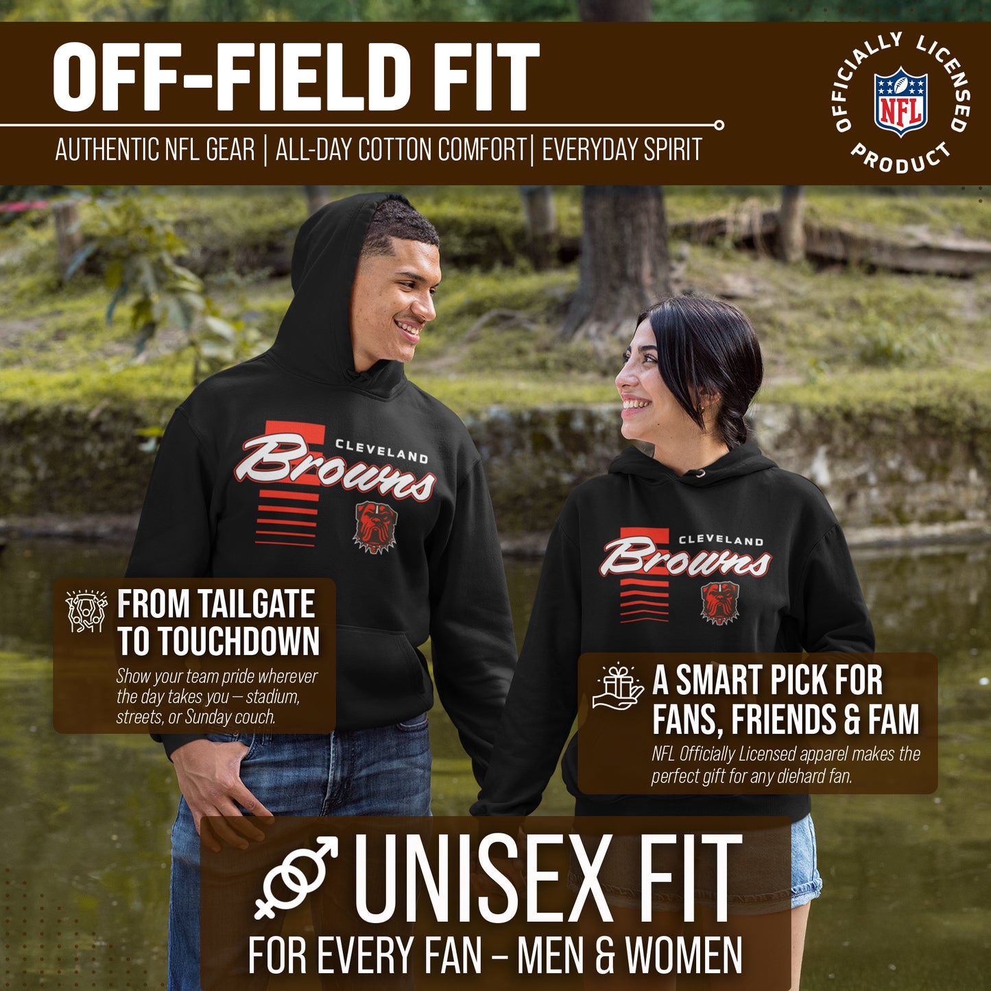 Cleveland Browns NFL Adult Unisex Retro Script Ultra Soft Fleece Hooded Sweatshirt - Black