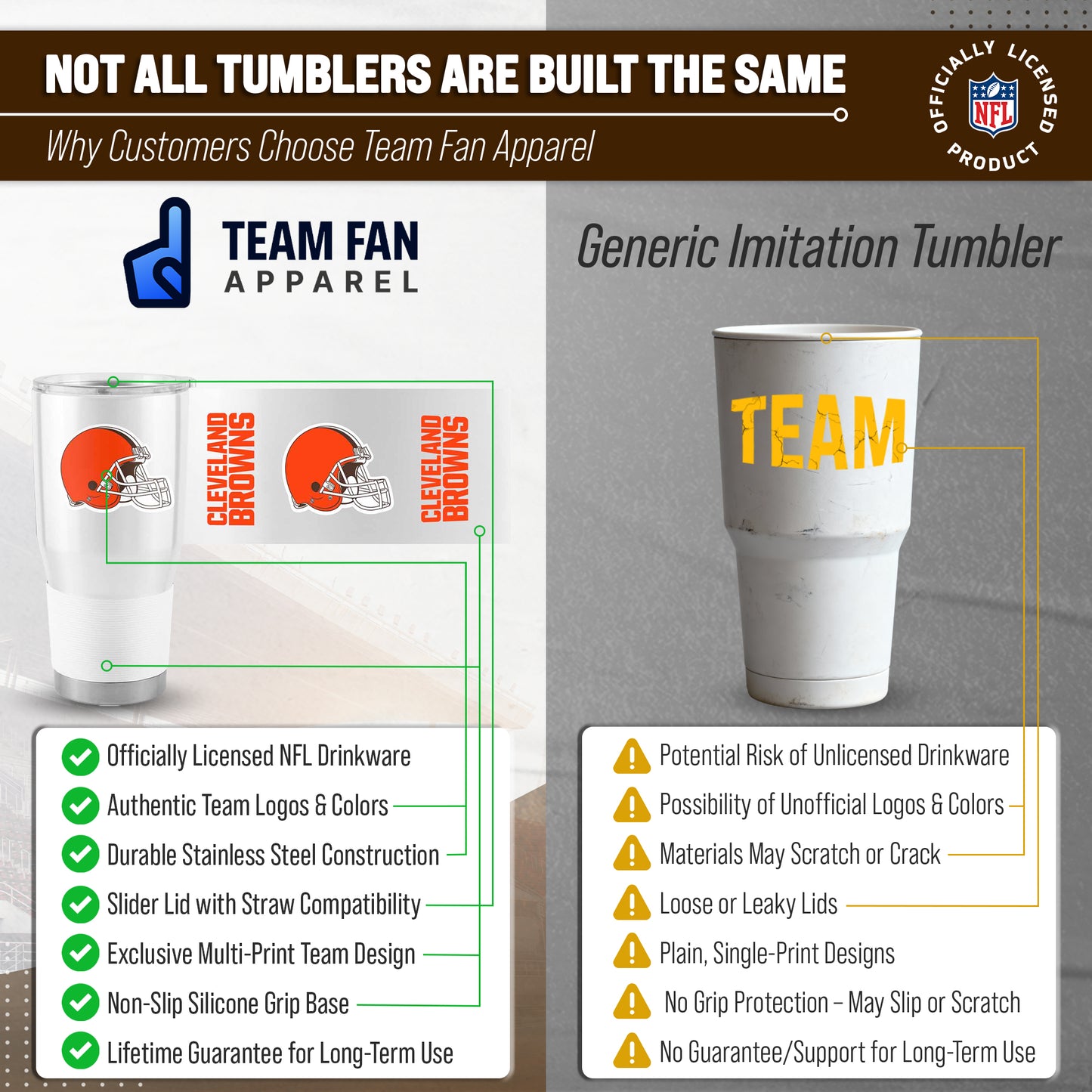 Cleveland Browns NFL 30oz Gameday Stainless Steel Tumbler - White