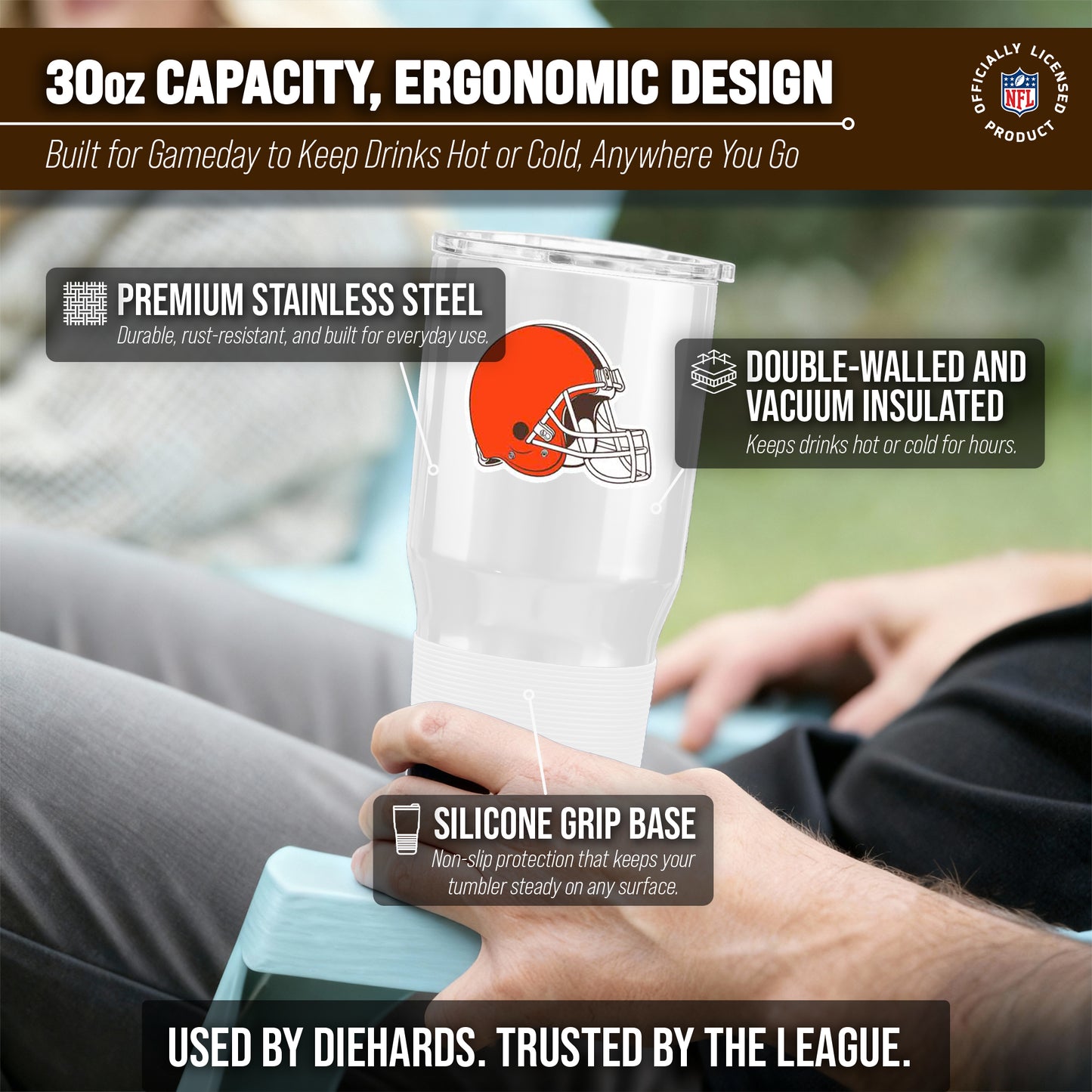 Cleveland Browns NFL 30oz Gameday Stainless Steel Tumbler - White