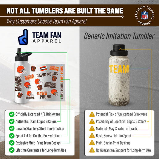 Cleveland Browns NFL 34Oz Native Quencher Water Bottle - White