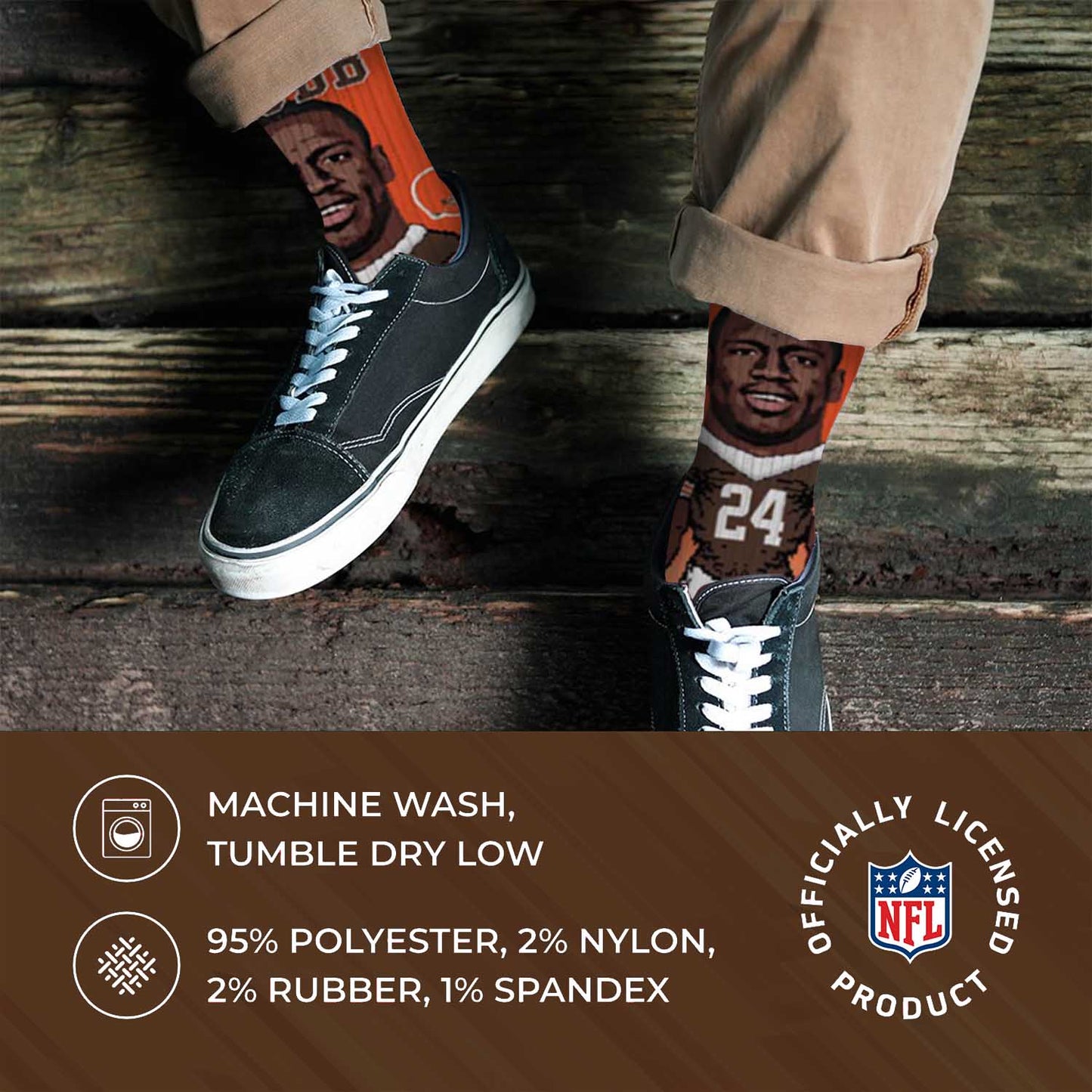 Cleveland Browns NFL Adult V Curve MVP Player Crew Socks - Orange