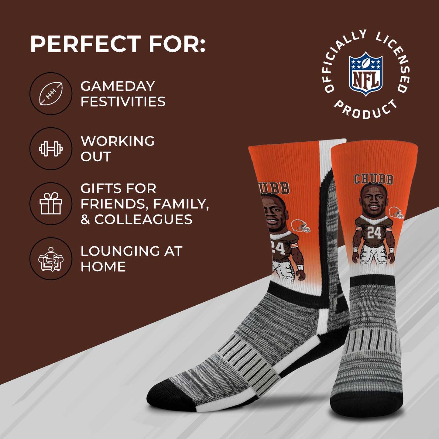 Cleveland Browns NFL Adult V Curve MVP Player Crew Socks - Orange