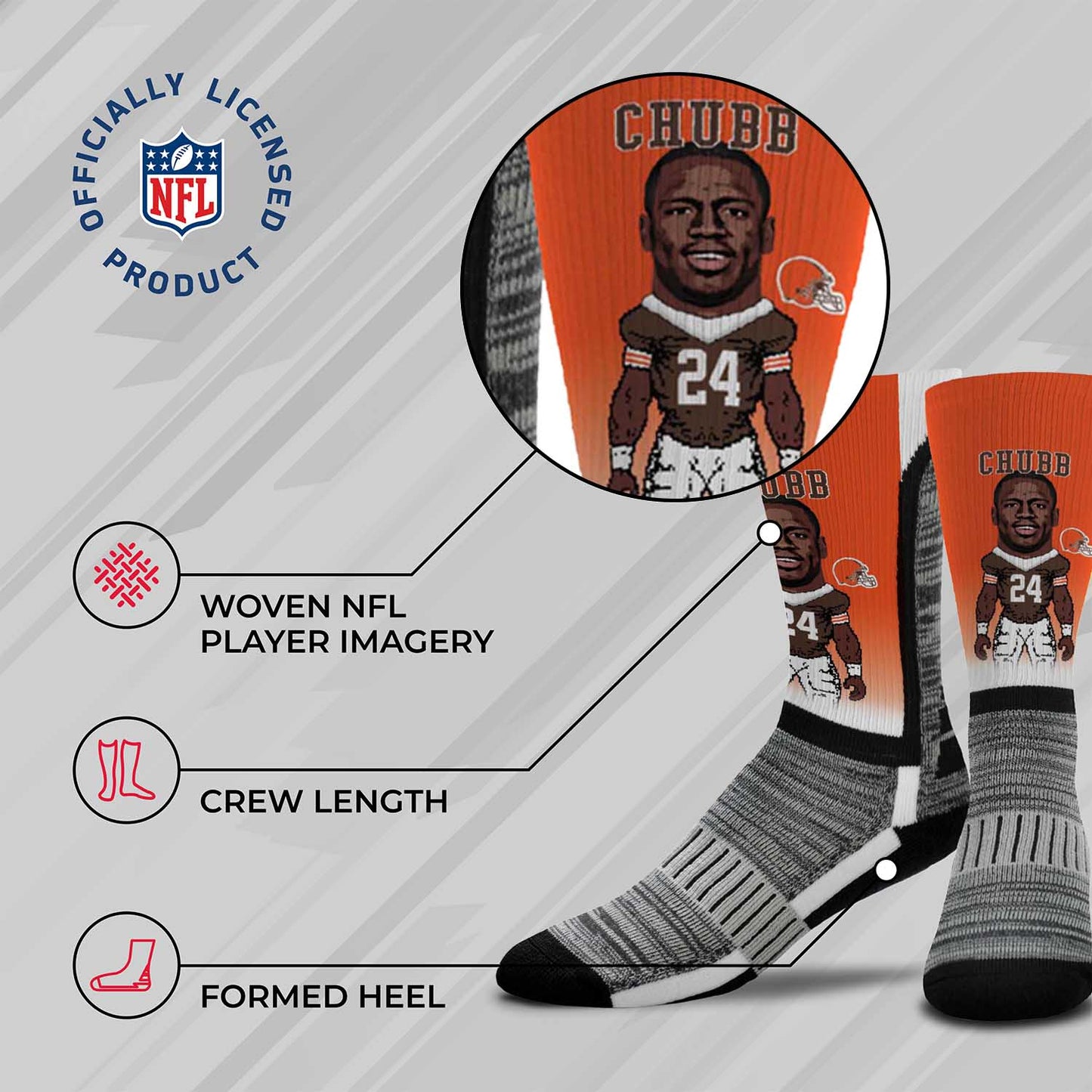 Cleveland Browns NFL Adult V Curve MVP Player Crew Socks - Orange