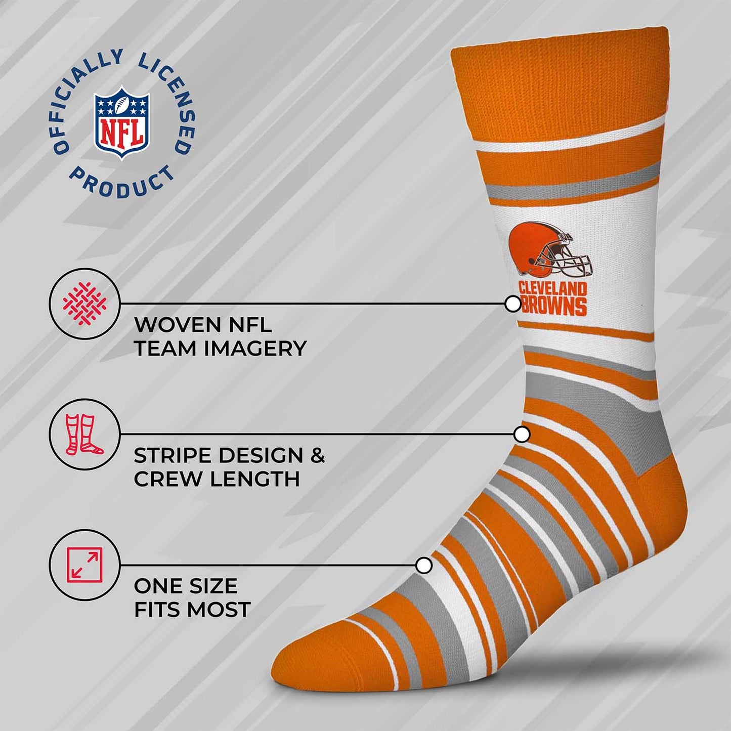 Cleveland Browns NFL Adult Striped Dress Socks - Orange