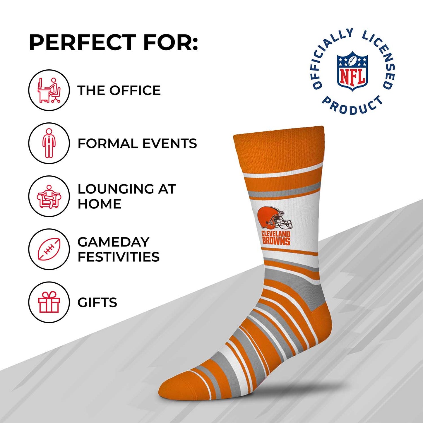 Cleveland Browns NFL Adult Striped Dress Socks - Orange
