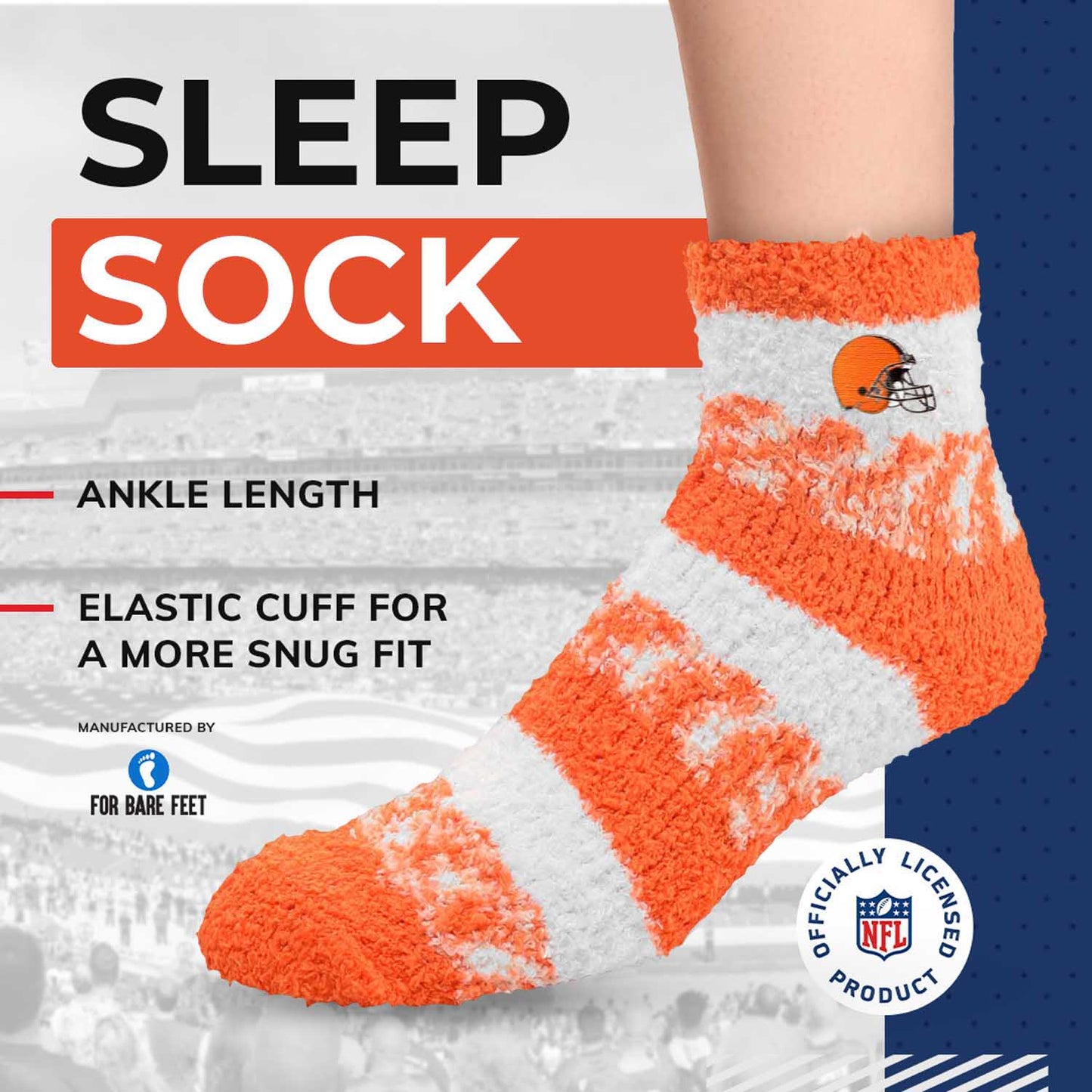 Cleveland Browns NFL Cozy Soft Slipper Socks - Orange