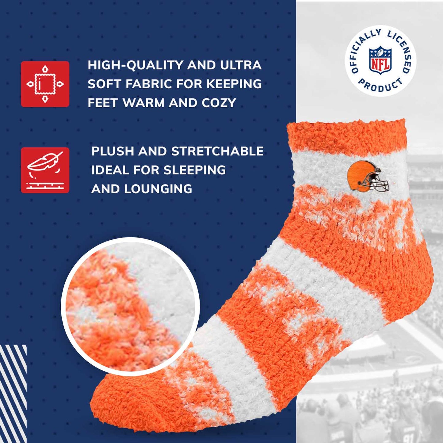 Cleveland Browns NFL Cozy Soft Slipper Socks - Orange