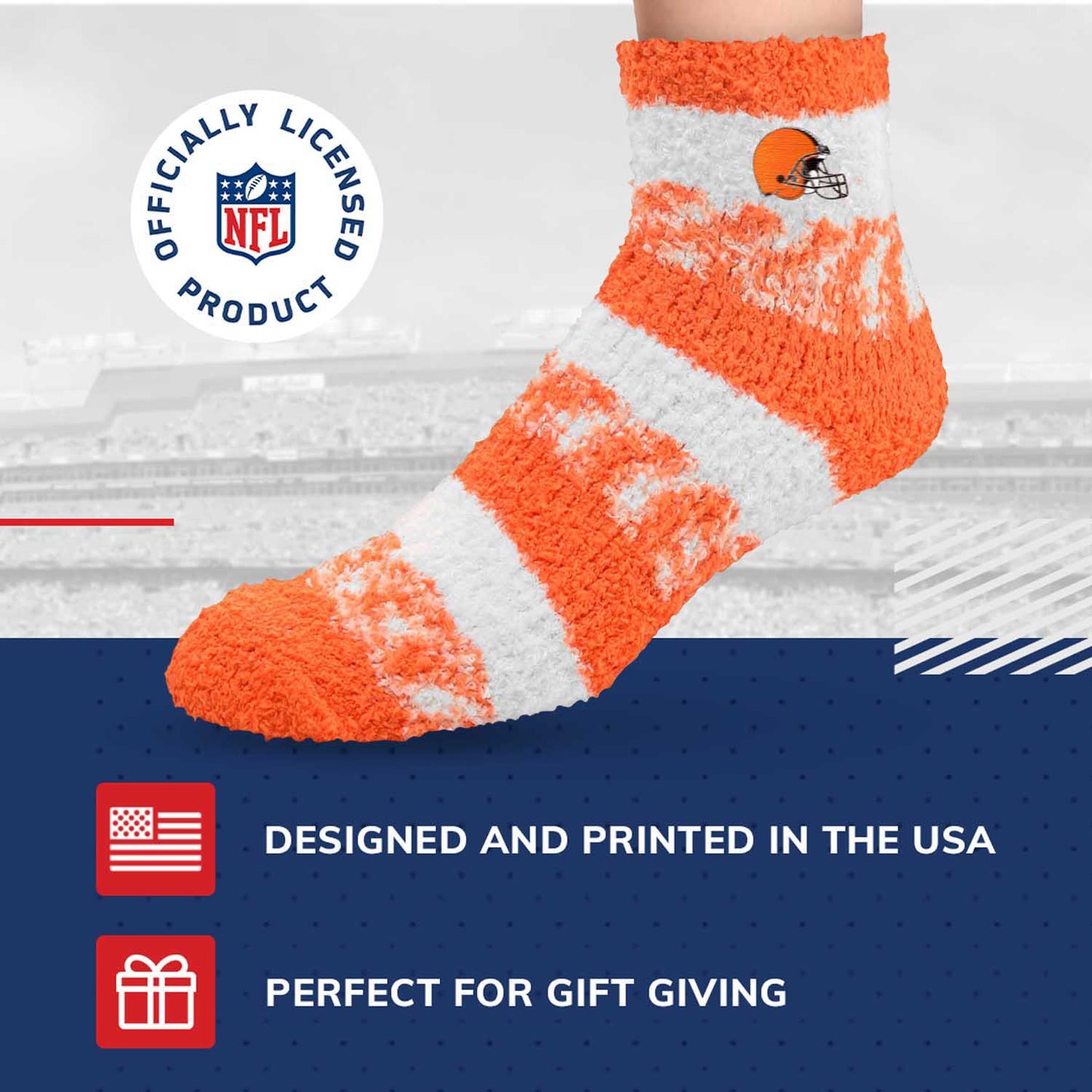 Cleveland Browns NFL Cozy Soft Slipper Socks - Orange