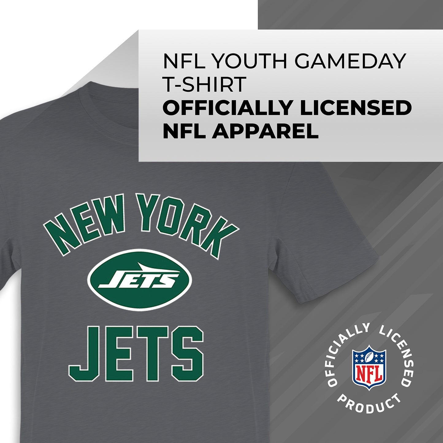 New York Jets NFL Youth Gameday Football T-Shirt - Charcoal